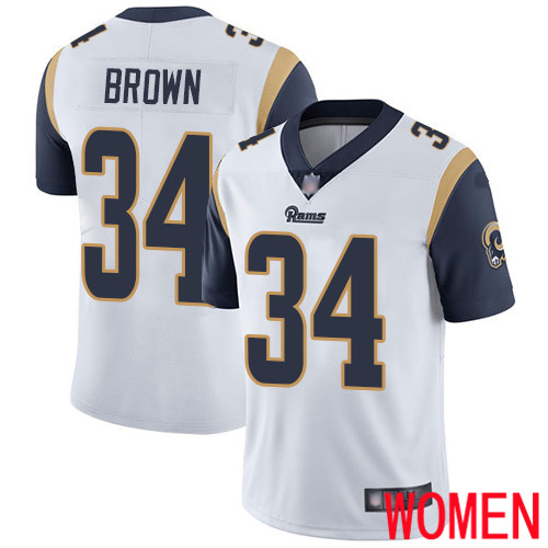 Los Angeles Rams Limited White Women Malcolm Brown Road Jersey NFL Football #34 Vapor Untouchable->women nfl jersey->Women Jersey